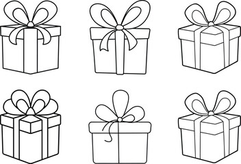 A Set Of Gift Box With A Beautiful Ribbon On The Top