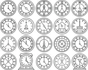 Roman Clock Black And White Drawing With A Black And White Word Of Vintage Roman Clock