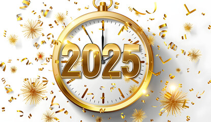 Golden Clock with 2025 Countdown for New Year's Eve,AI,GENERATIVE