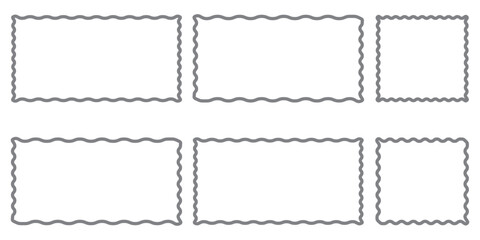 Set of colourfull retro frames with featuring curvy, squiggly, wavy designs. Scalloped edges with a wavy pattern. Adorable curved frames with retro-style wavy edges.