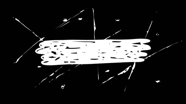 White text box with a black abstract rough grunge background loop animation.