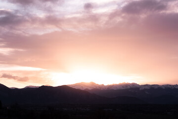 Golden Hour Majesty: Spring Sunset Over the Rocky Mountains