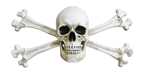 Skeleton Crew Sign with Skull and Crossbones, for Pirate-themed Decor or Signage, Isolated on Transparent Background PNG