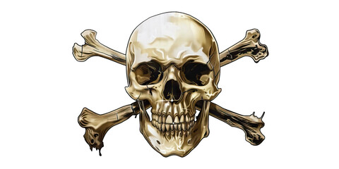Skeleton Crew Sign with Skull and Crossbones, for Pirate-themed Decor or Signage, Isolated on Transparent Background PNG