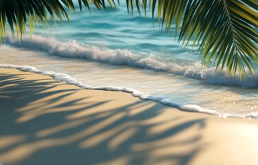 Tranquil Water's Edge with Gentle Waves and Soft Shadows on Golden Sand