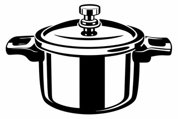 Silhouette Design of a Pressure Cooker with Cylindrical Body and Safety Valve in a Minimalist Kitchen Appliance Style