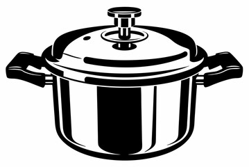 Silhouette Design of a Pressure Cooker with Cylindrical Body and Safety Valve in a Minimalist Kitchen Appliance Style