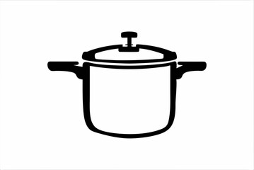 Silhouette Design of a Pressure Cooker with Cylindrical Body and Safety Valve in a Minimalist Kitchen Appliance Style