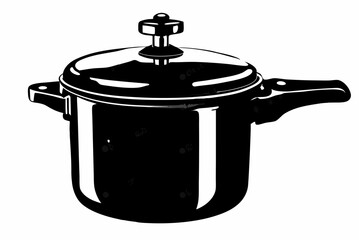 Silhouette Design of a Pressure Cooker with Cylindrical Body and Safety Valve in a Minimalist Kitchen Appliance Style