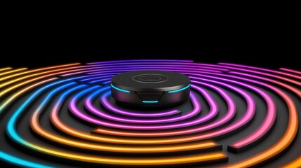 Fototapeta premium Modern Technology Showcase of Smart Device with Colorful Light Trails in Background