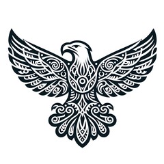 Fototapeta premium AI Generate of Eagle or Hawk Shape in Samoan Art style isolated in white