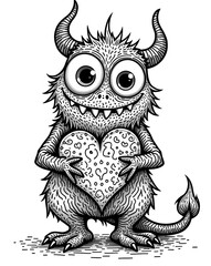  Lovable Monster Holding Decorated Valentine Heart