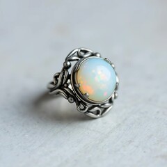 silver ring with a large stone