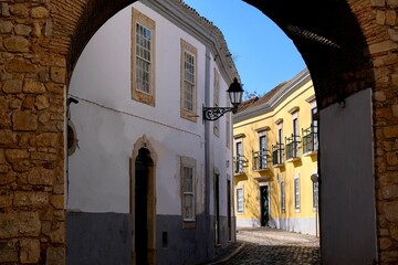 Old town houses in Faro, Algarve,  Portugal