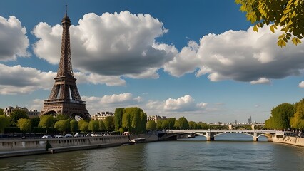 Obraz premium Landscape Panoramic View on the Eiffel