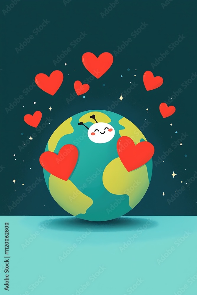 Poster the image conveys a message of love and unity for the planet