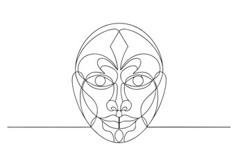 Continuous One-Line Drawing of an Abstract Human Face - Minimalist Artistic Expression