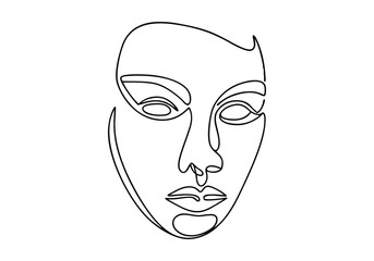 Continuous One-Line Drawing of an Abstract Human Face - Minimalist Artistic Expression