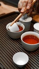 The Tea Ceremony An Exquisite Traditional Pouring Process Utilizing Elegant Crockery