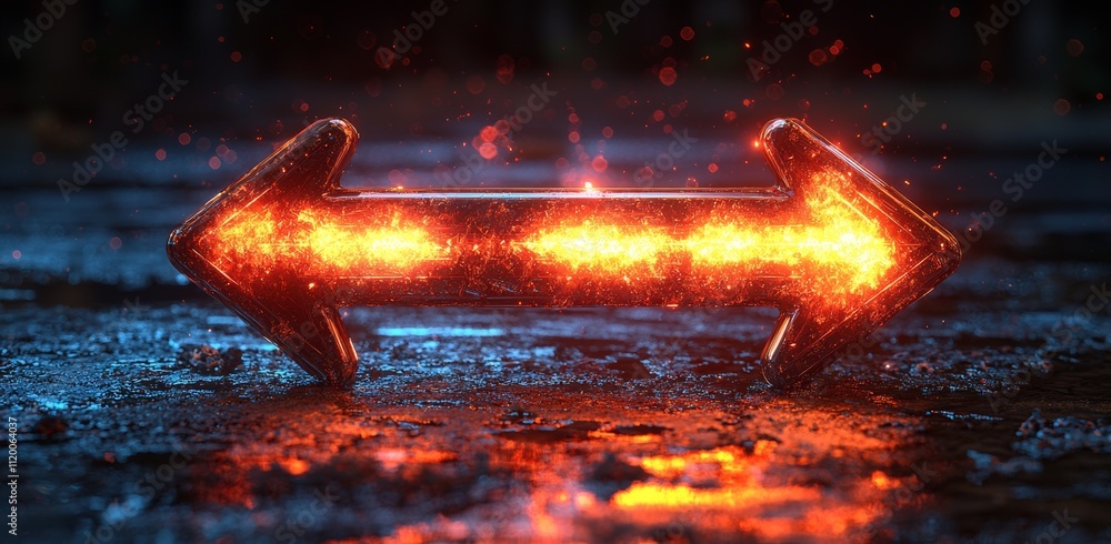 Poster an arrow of radiant light beams, directed towards the center against a black background, shapes a st