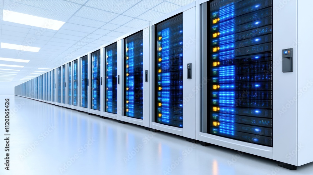 Aufkleber a row of server racks in a data center, showcasing technology.