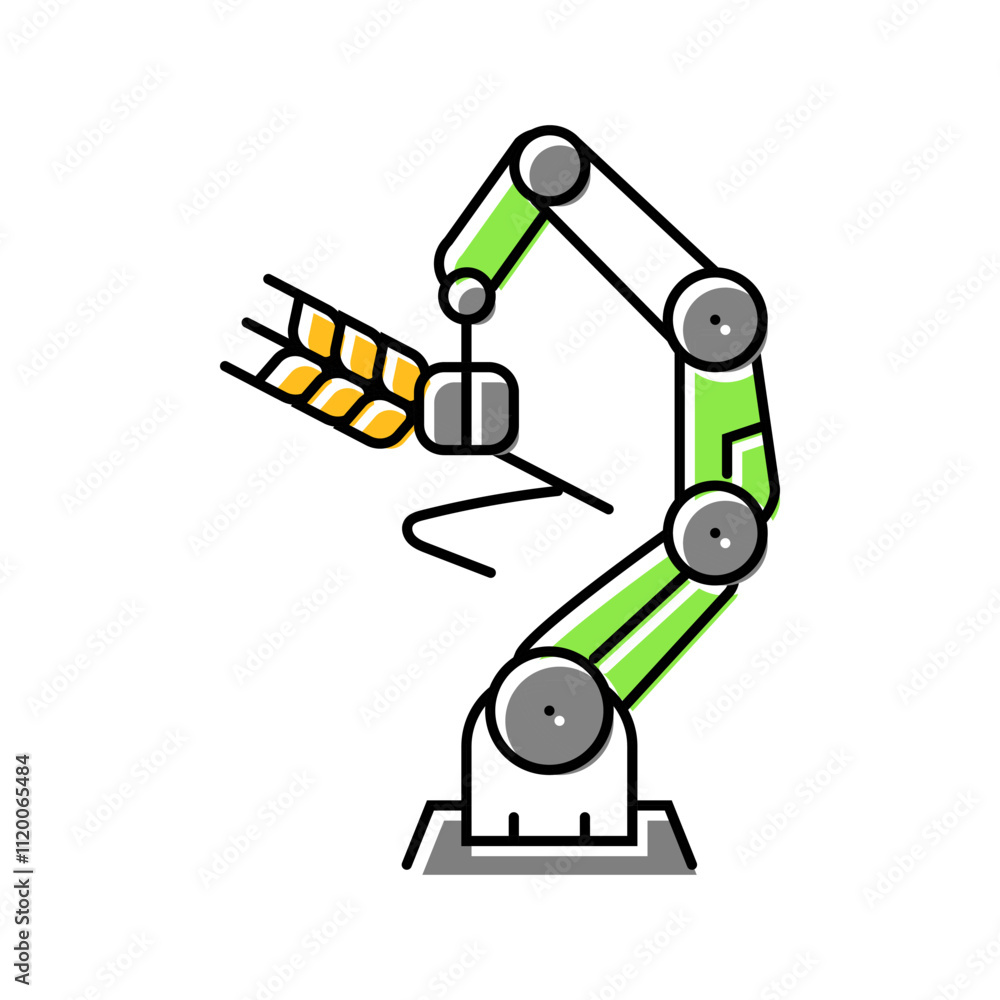 Poster robotic arm crops robot harvests color icon vector. robotic arm crops robot harvests sign. isolated 