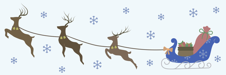Colored silhouettes of reindeer and sleigh. Christmas celebration.