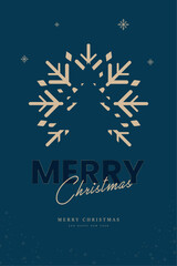 Premium Merry Christmas post card, Gold snow flake element, Christmas tree on snow flakes For background, web site banner, greeting card, marketing elements, banner concepts