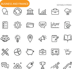 Business Finance Icons Growth, Strategy, Banking, Investment, Marketing