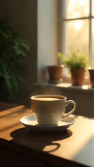 Fototapeta premium Chaga Mushroom Coffee in Morning Light