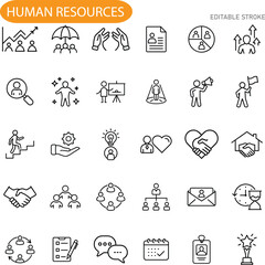Human Resources Management Icons for Recruitment, Training, and Growth