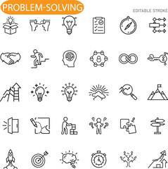 ProblemSolving Strategies Icons for Creative Solutions, Teamwork, and Innovation