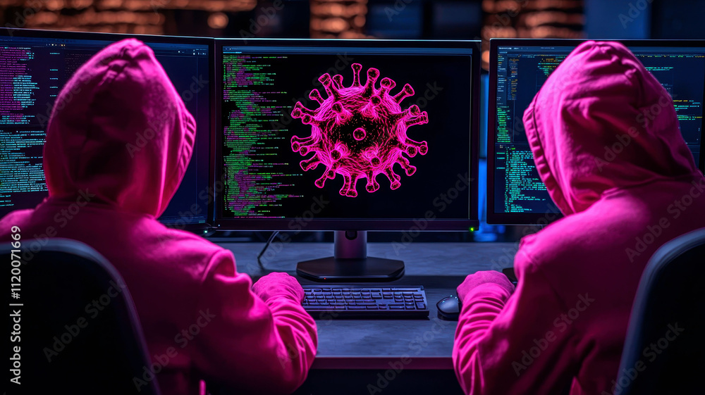 Poster for emergency business protocols, a cybersecurity team responding to a simulated ransomware attack d