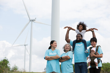Diversity volunteer people. Group of happy diversity volunteer help garbage collection charity at...