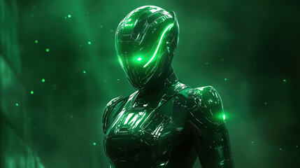 Futuristic Neon Green Cyber Warrior