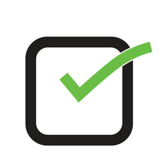 Simple checkmark in a box set with different line width. Correct, approved symbol. Vector icons in flat style