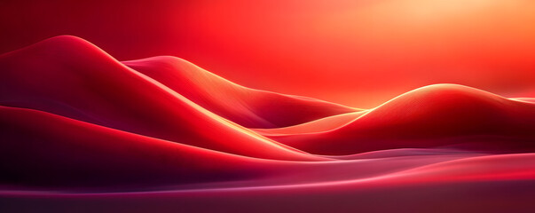 Abstract red gradient waves with soft light and shadow creating a vibrant and smooth visual landscape