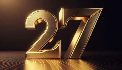 27 golden 3d render symbol, copy space. Generated image