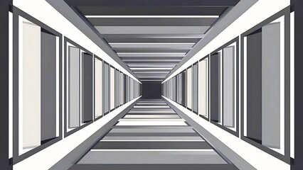 Obraz premium A digital abstract artwork featuring a series of concentric rectangular frames that create a tunnel-like effect.