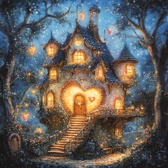 Obraz premium Heart Shape in a Whimsical Fairy Tale Theme