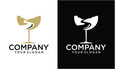 Creative Wine Glass logo design