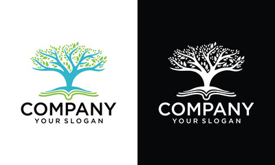 Creative Detailed tree with book logo design