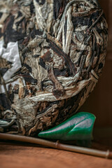 Exploring the Artistic Texture of Natural Materials Enhanced with a Touch of Green Accent