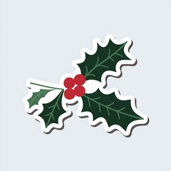 Decorative holly, butbit off-kilter,festive, whimsical, slightly different. , isolated on white background, cutout, png design asset , funny concept
