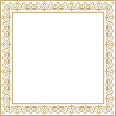 Vector square gold ancient Russian ornament. Slavic rectangle, border, frame. Painting of the royal chambers