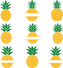Pineapple icon set silhouette, pineapple fruit icon for vector designs.