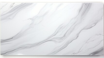 A smooth marble slab with a luxurious texture featuring soft, natural swirls of white and light grey tones isolated on white background