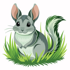 chinchillas-a-long-grass-white-background.eps