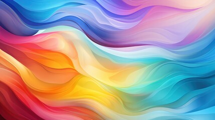 Obraz premium Abstract rainbow waves creating a seamless, fluid motion across the image, with colors merging softly into each other
