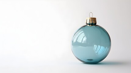 Blue Christmas Ornament: A classic Christmas ornament, a single blue glass bauble with a gold cap,  captures the spirit of the holiday season. It symbolizes elegance and simplicity.